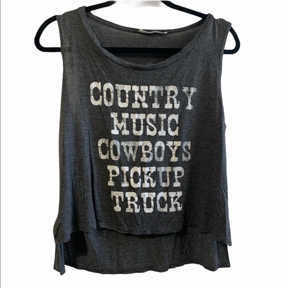 It Closet• Country hi lo tank top gray